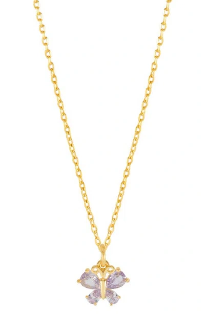 Estella Bartlett Dreamer Cubic Zirconia Butterfly Charm Necklace In Gold