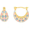 Estella Bartlett Enamel Patchwork Hoop Earrings In Gold