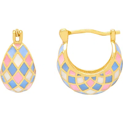 Estella Bartlett Enamel Patchwork Hoop Earrings In Gold