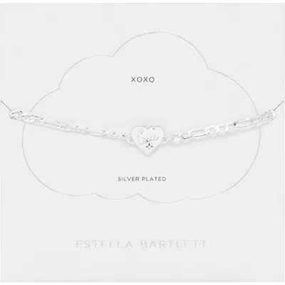 Estella Bartlett Engraved Love Heart Figaro Chain Necklace