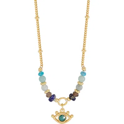 Estella Bartlett Evil Eye Faceted Bead Pendant Necklace In Multi
