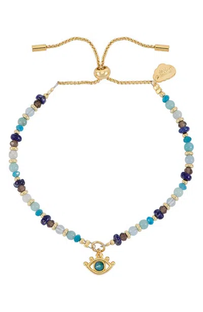 Estella Bartlett Evil Eye Faceted Stone Charm Bracelet In Multi