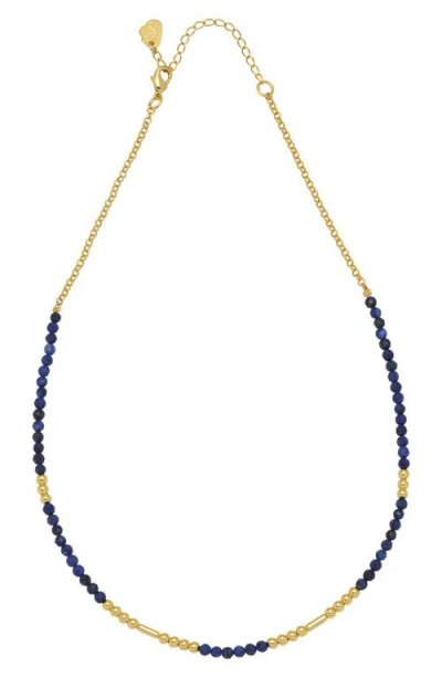 Estella Bartlett Faceted Lapis Beaded Necklace In Gold
