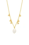 Estella Bartlett Faux Pearl & Cubic Zirconia Charm Necklace In Gold