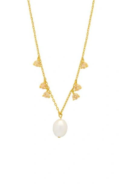 Estella Bartlett Faux Pearl & Cubic Zirconia Charm Necklace In Gold