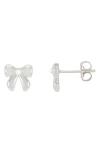Estella Bartlett Faux Pearl Bow Stud Earrings In Metallic