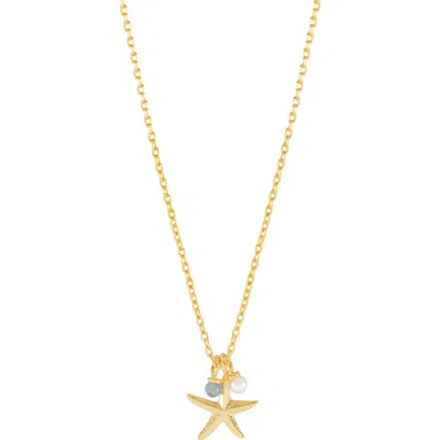 Estella Bartlett Feelin' Beachy Starfish & Bead Charms Necklace In Gold
