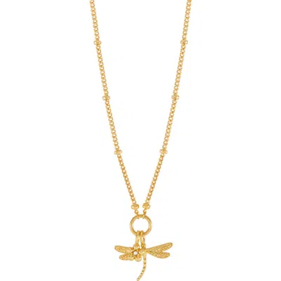 Estella Bartlett Flower & Dragonfly Charm Necklace In Gold