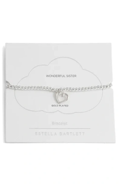 Estella Bartlett Heart Beaded Stretch Bracelet In Metallic