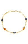 Estella Bartlett Lapiz Lazuli & Red Agate Chain Bracelet In Gold