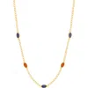 Estella Bartlett Lapiz Lazuli & Red Agate Chain Necklace In Gold