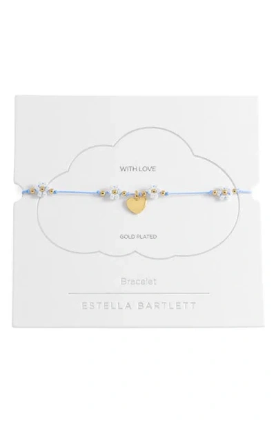 Estella Bartlett Louise Heart & Flower Beaded Slide Bracelet In Gold