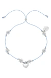 Estella Bartlett Louise Heart & Flower Beaded Slide Bracelet In Silver