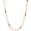 Estella Bartlett Mix Pastel & Orange Beaded Necklace In Gold