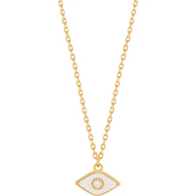 Estella Bartlett Mother-of-pearl Evil Eye Pendant Necklace In Gold