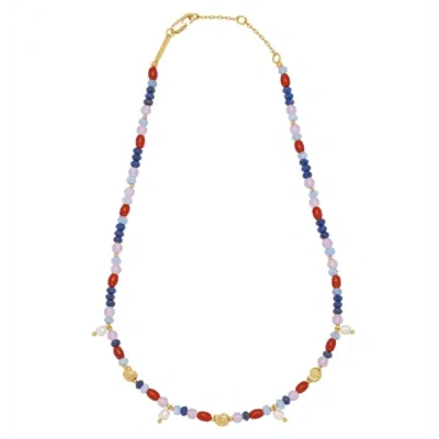 Estella Bartlett Multi Bead Sea Shell And Pearl Drop Necklace In Gold