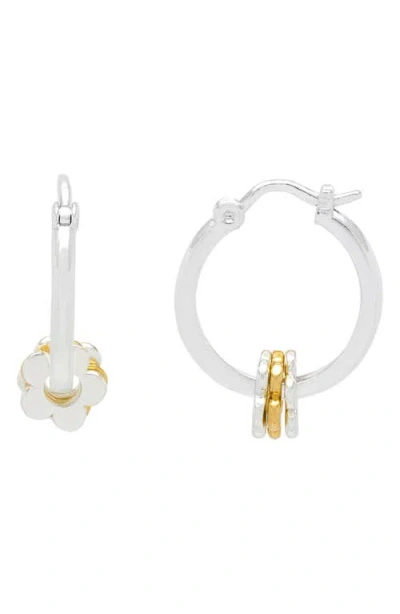Estella Bartlett Multi Flower Beaded Hoop Earrings In Silver