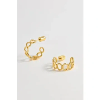 Estella Bartlett Multi Textured Stacked Oval Hoops In Gold