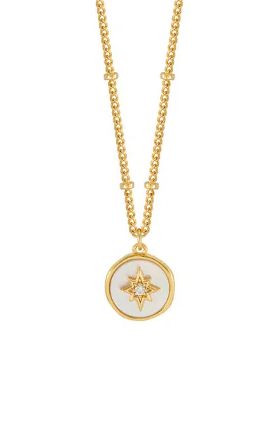 Estella Bartlett North Star Mother Of Pearl Coin Pendant Necklace In Gold