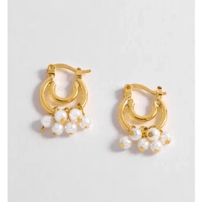 Estella Bartlett Pearl Double Hoop Earrings In Gold