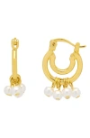 Estella Bartlett Pearl Drop Double Hoop Earrings In Gold