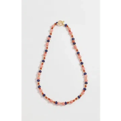Estella Bartlett Pink, Blue And Red Beaded T Bar Necklace In Multi