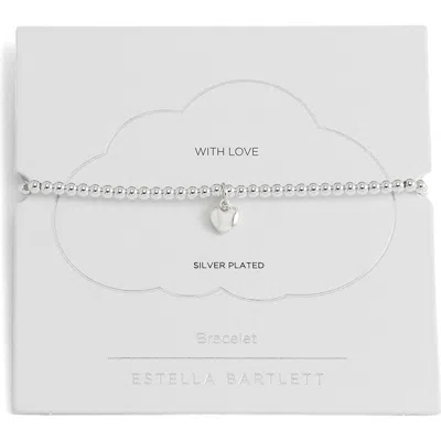 Estella Bartlett Puffed Heart Sienna Beaded Stretch Bracelet In White