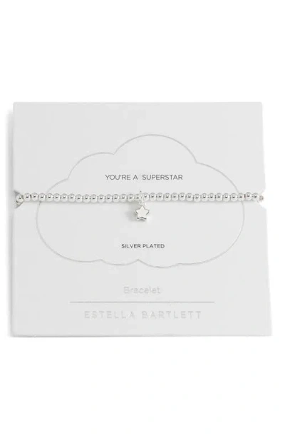 Estella Bartlett Puffed Star Sienna Beaded Stretch Bracelet In Metallic