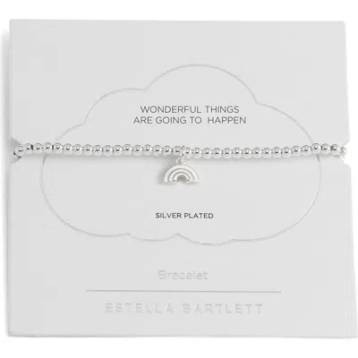 Estella Bartlett Rainbow Sienna Beaded Stretch Bracelet In Silver