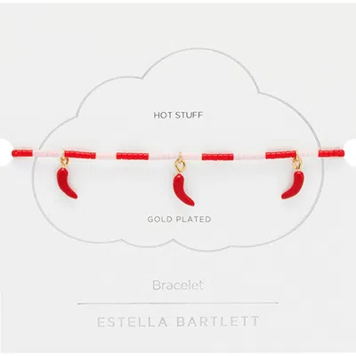 Estella Bartlett Red Chili Slide Bracelet In Gold