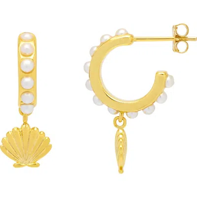 Estella Bartlett Scallop Drop Hoop Earrings In Gold