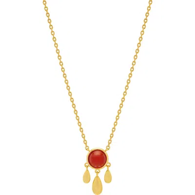 Estella Bartlett Semiprecious Stone & Droplet Pendant Necklace In Gold