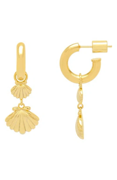 Estella Bartlett Shell Drop Hoop Earrings In Gold