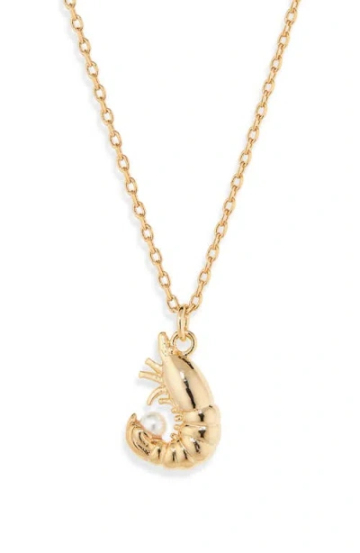 Estella Bartlett Shrimp Faux Pearl Pendant Necklace In Gold