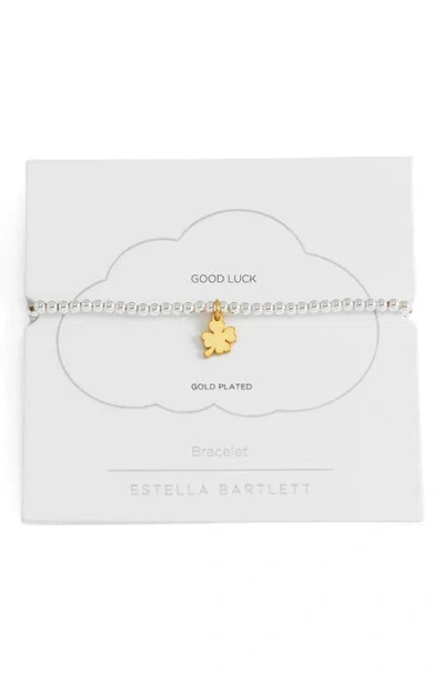 Estella Bartlett Sienna Clover Beaded Stretch Bracelet In Metallic