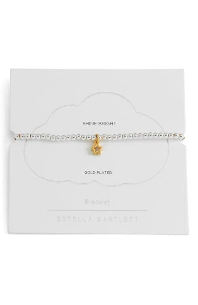 Estella Bartlett Sienna Cubic Zirconia Star Beaded Stretch Bracelet In Metallic