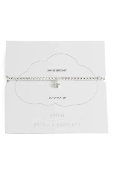 Estella Bartlett Sienna Cubic Zirconia Star Beaded Stretch Bracelet In Metallic