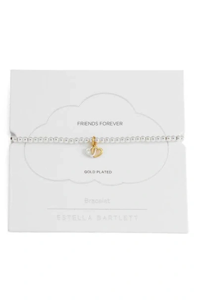 Estella Bartlett Sienna Double Heart Beaded Stretch Bracelet In Multi