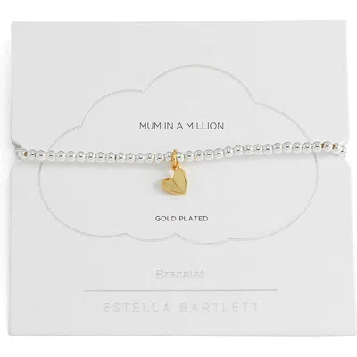 Estella Bartlett Sienna Folded Heart Beaded Stretch Bracelet In Gold