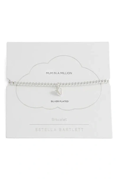 Estella Bartlett Sienna Folded Heart Beaded Stretch Bracelet In Silver