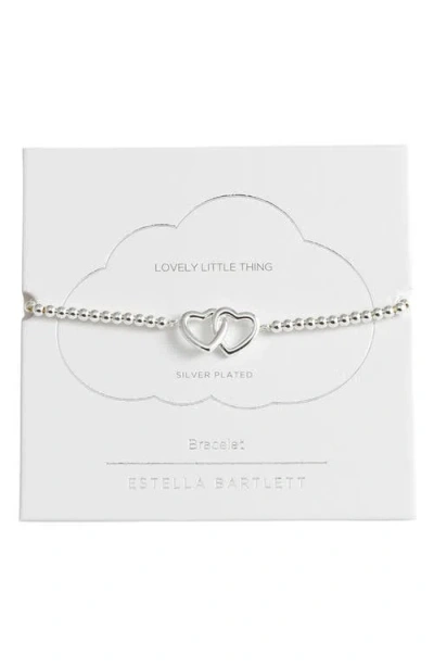 Estella Bartlett Sienna Interlinking Hearts Beaded Stretch Bracelet In Metallic