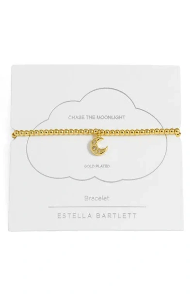 Estella Bartlett Sienna Moon Beaded Stretch Bracelet In Gold