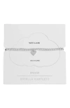 Estella Bartlett Sienna Pavé Crystal Heart Beaded Stretch Bracelet In Silver