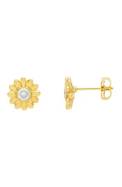 Estella Bartlett Square Cubic Zirconia Flower Stud Earrings
