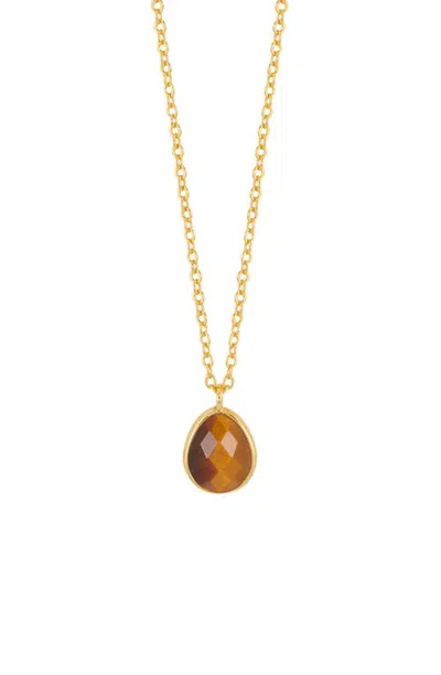 Estella Bartlett Wellness Faceted Green Agate Teardrop Pendant Necklace In Gold