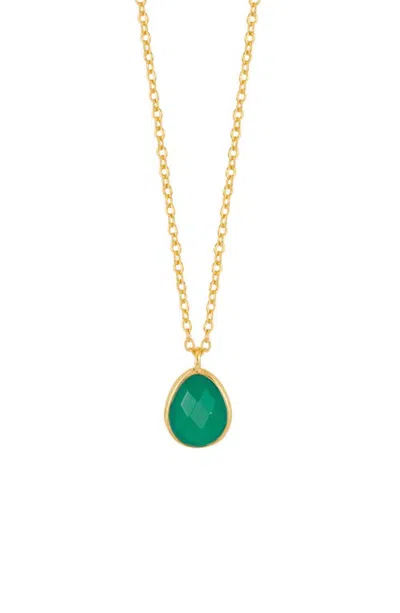 Estella Bartlett Wellness Faceted Green Agate Teardrop Pendant Necklace