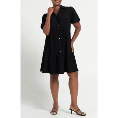 Estelle Abbigail Short Sleeve Tiered Dress In Black