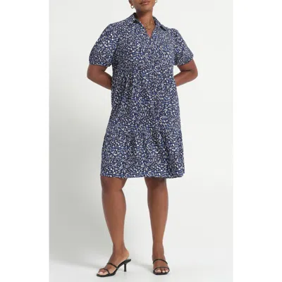 Estelle Abstract Print Jersey Dress In Blue