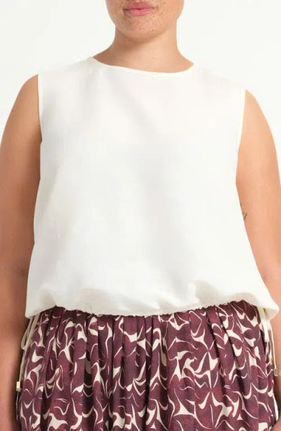 Estelle Ainsley Linen Blend Sleeveless Top In White