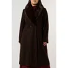 Estelle Alastair Double Breasted Coat With Removable Faux Fur Collar In Brown